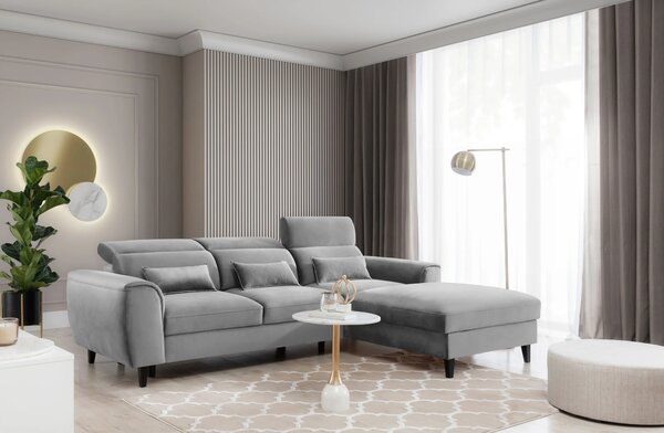Elegantní rohová sedací souprava SUNNIVA - šedá, pravý roh