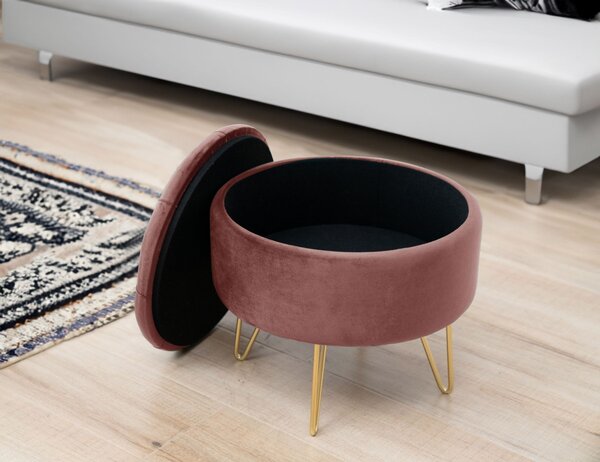 Ak furniture Taburet ROCA samet růžový