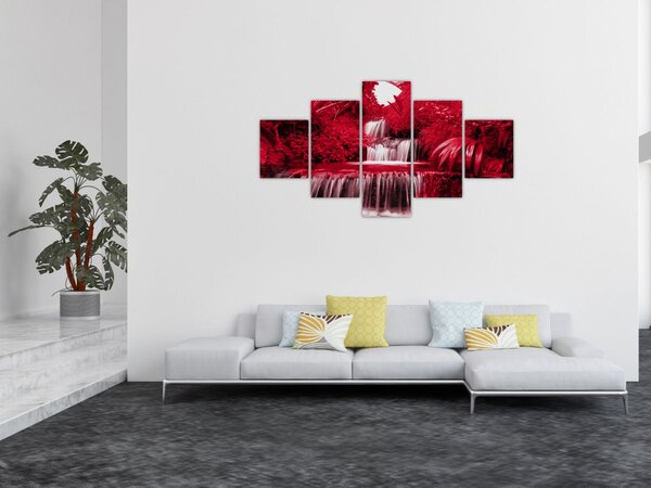 Obraz - Indonéské vodopády v červené (125x70 cm)