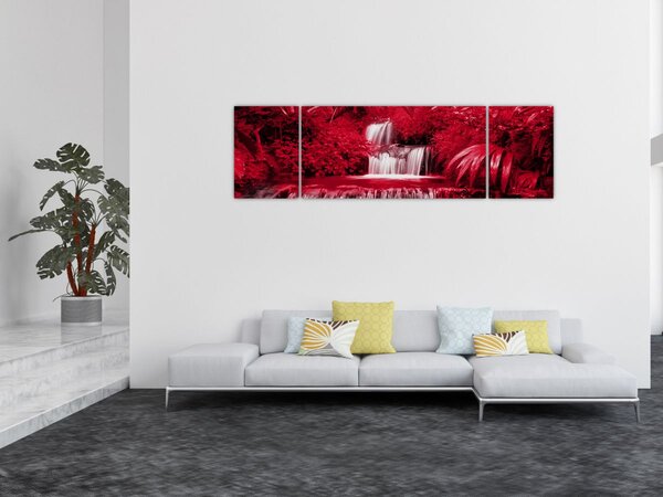 Obraz - Indonéské vodopády v červené (170x50 cm)