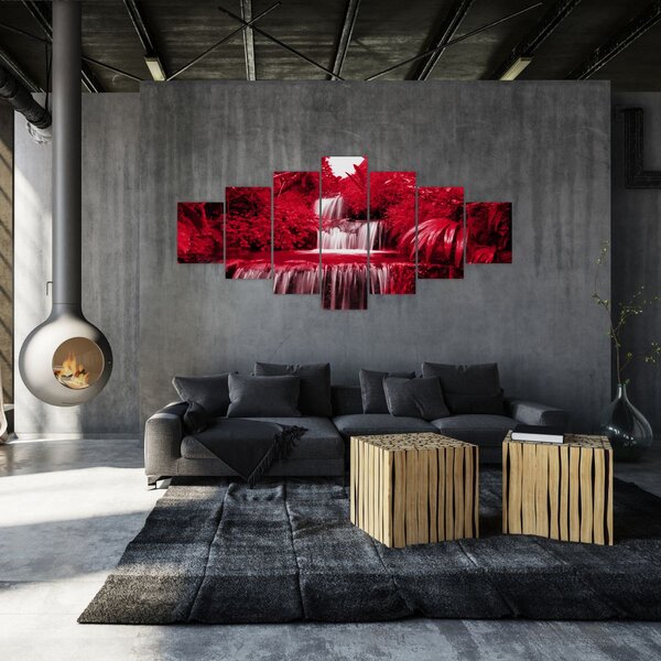 Obraz - Indonéské vodopády v červené (210x100 cm)