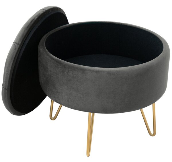 Ak furniture Taburet ROCA samet šedý
