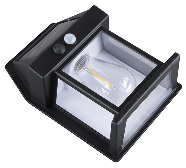 SOLIGHT LED solární lucerna nástěnná, teplá bílá, 12x17cm, černá
