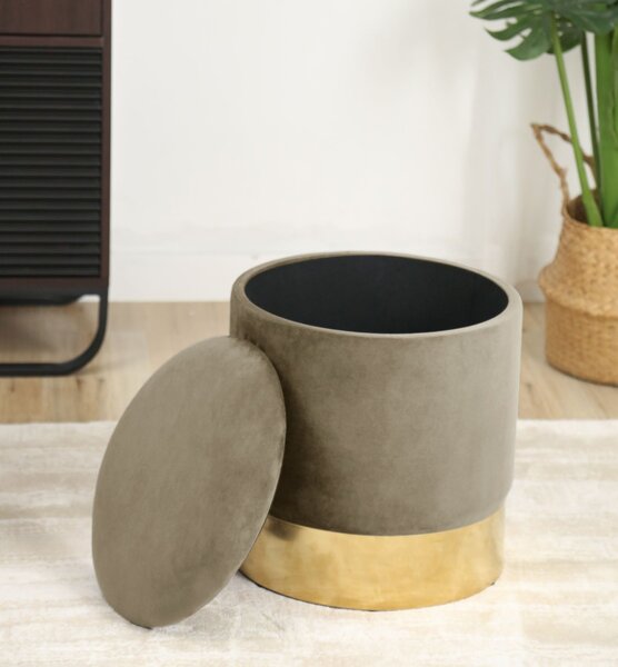 Ak furniture Taburet TANYA samet béžový