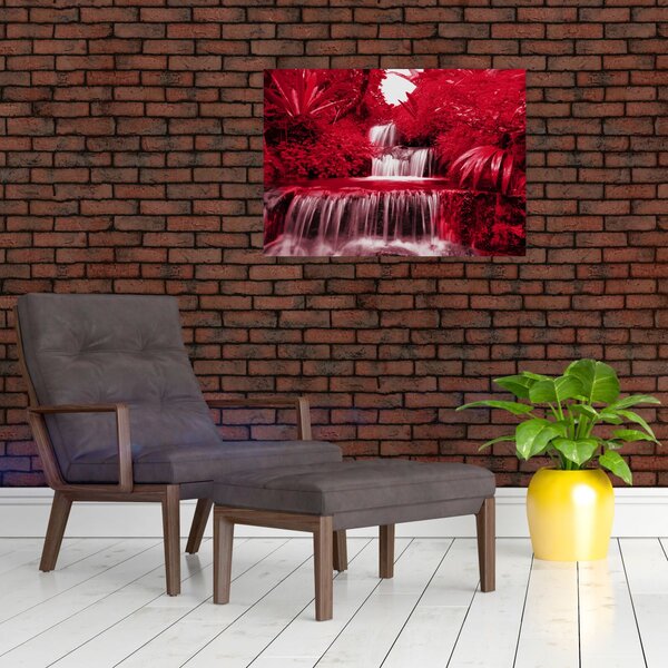 Obraz - Indonéské vodopády v červené (70x50 cm)