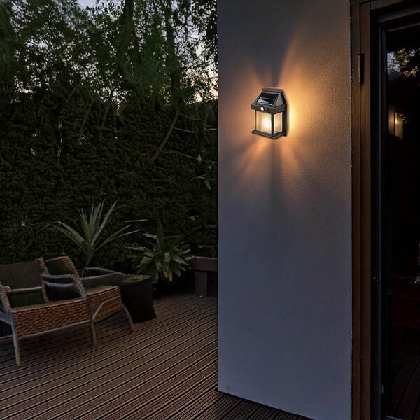 SOLIGHT LED solární lucerna nástěnná, teplá bílá, 12x17cm, černá