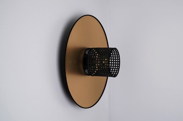 Duolla - Nástěnné svítidlo TOKYO RATTAN 1xE27/15W/230V pr. 50 cm zlatá/černá