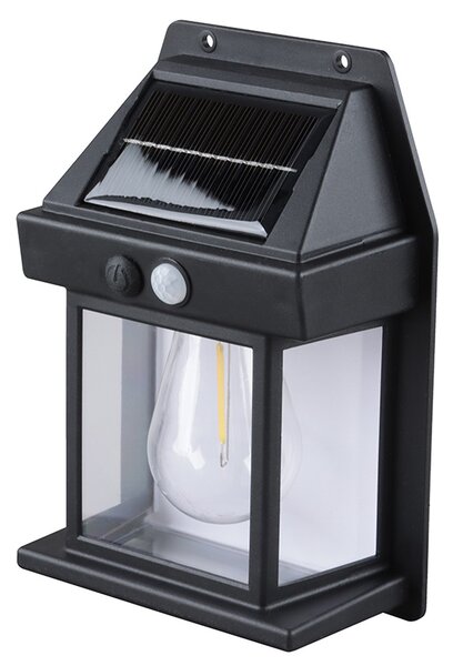 SOLIGHT LED solární lucerna nástěnná, teplá bílá, 12x17cm, černá