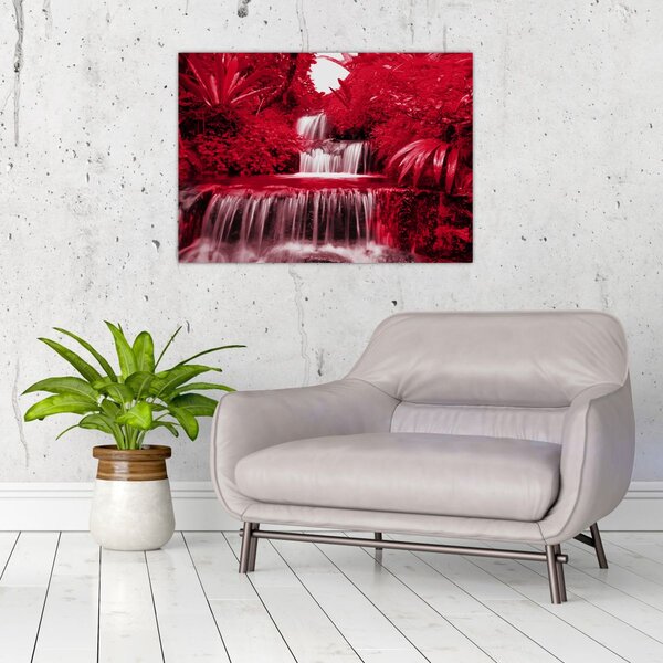 Obraz - Indonéské vodopády v červené (70x50 cm)