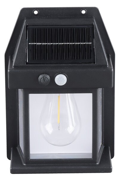 SOLIGHT LED solární lucerna nástěnná, teplá bílá, 12x17cm, černá