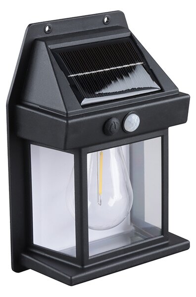 SOLIGHT LED solární lucerna nástěnná, teplá bílá, 12x17cm, černá