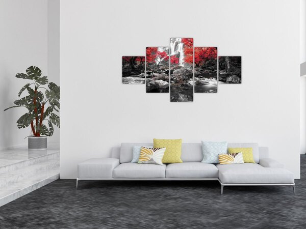 Obraz - Vodopády v podzimní krajině (125x70 cm)