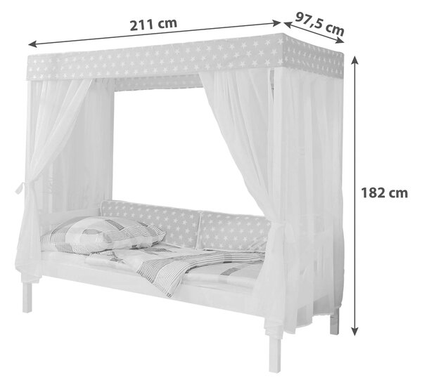 POSTEL S NEBESY, 90/200 cm bílá, béžová MID.YOU - Jednolůžkové postele, Online Only