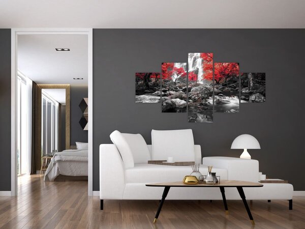 Obraz - Vodopády v podzimní krajině (125x70 cm)