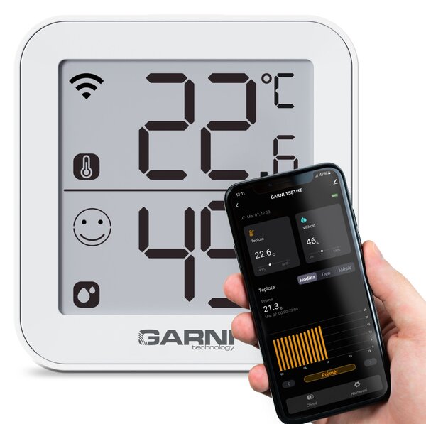 GARNI technology Chytrý vnitřní teploměr s vlhkoměrem GARNI 158THT
