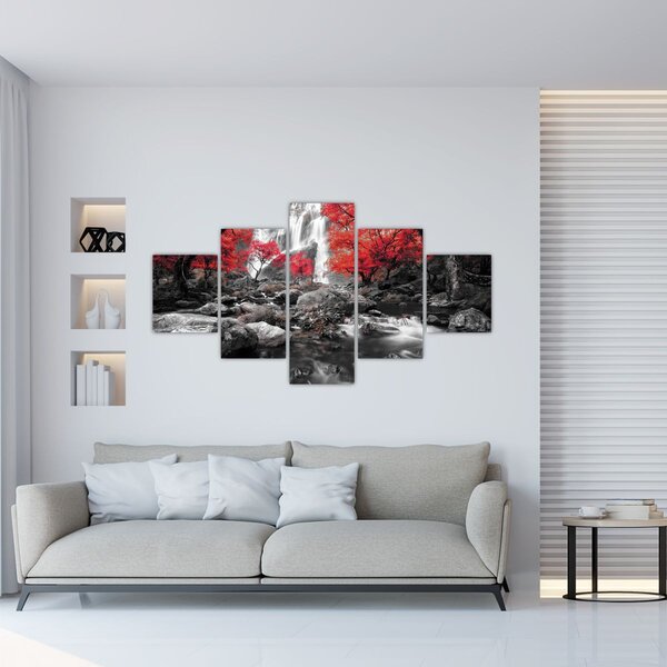 Obraz - Vodopády v podzimní krajině (125x70 cm)
