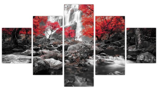 Obraz - Vodopády v podzimní krajině (125x70 cm)