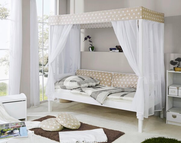 POSTEL S NEBESY, 90/200 cm bílá, béžová MID.YOU - Jednolůžkové postele, Online Only
