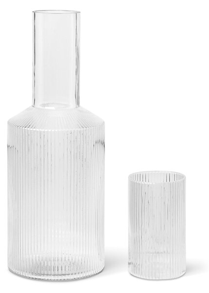 FERM LIVING Sklenička a víčko karafy Ripple 1 l, Clear