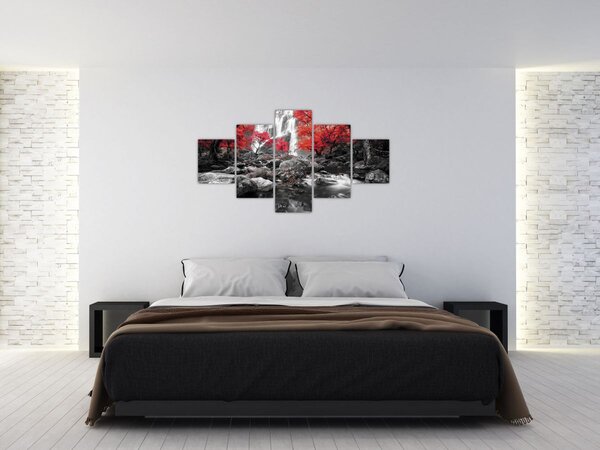 Obraz - Vodopády v podzimní krajině (125x70 cm)
