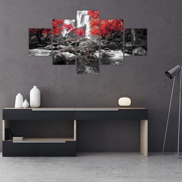 Obraz - Vodopády v podzimní krajině (125x70 cm)