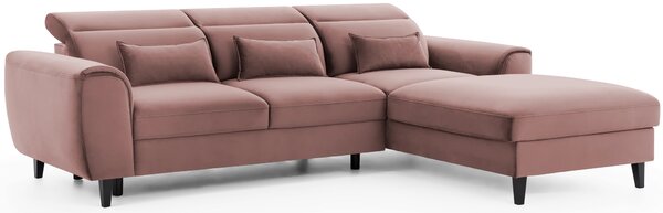 Elegantní rohová sedací souprava SUNNIVA - světle růžová, pravý roh