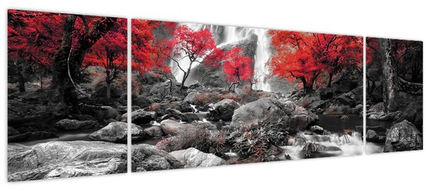 Obraz - Vodopády v podzimní krajině (170x50 cm)