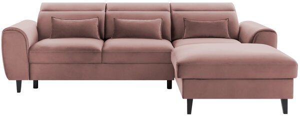 Elegantní rohová sedací souprava SUNNIVA - světle růžová, pravý roh