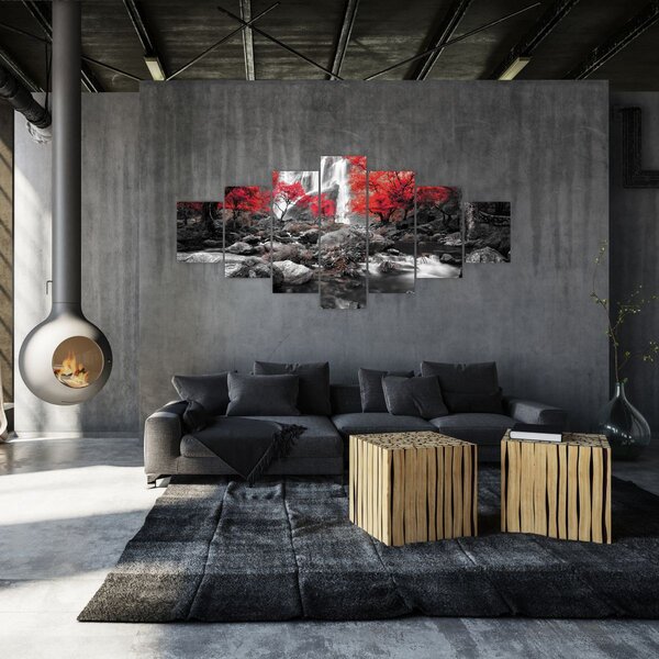 Obraz - Vodopády v podzimní krajině (210x100 cm)