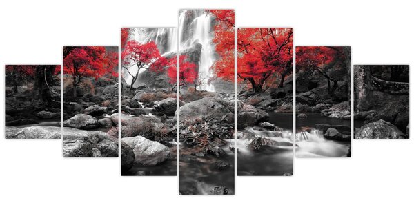 Obraz - Vodopády v podzimní krajině (210x100 cm)