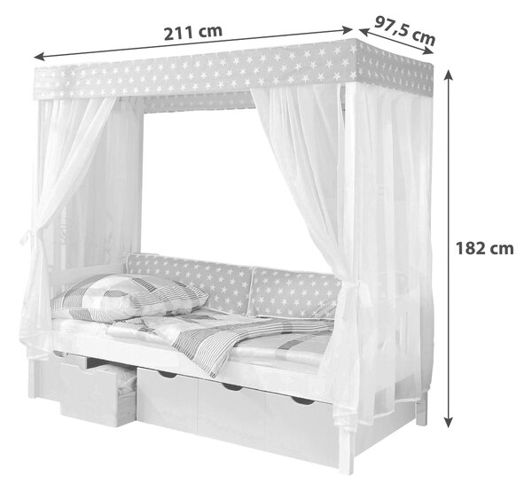 POSTEL S NEBESY, 90/200 cm bílá, béžová MID.YOU - Jednolůžkové postele, Online Only