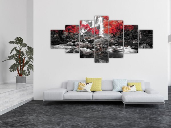 Obraz - Vodopády v podzimní krajině (210x100 cm)