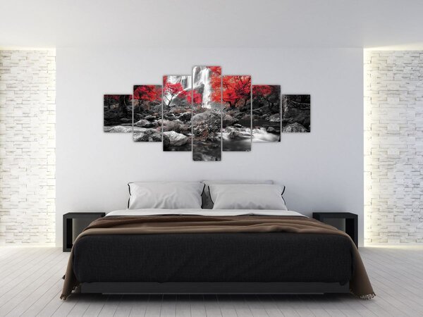 Obraz - Vodopády v podzimní krajině (210x100 cm)