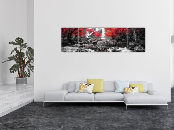 Obraz - Vodopády v podzimní krajině (170x50 cm)