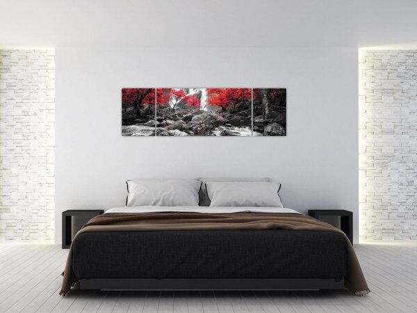 Obraz - Vodopády v podzimní krajině (170x50 cm)