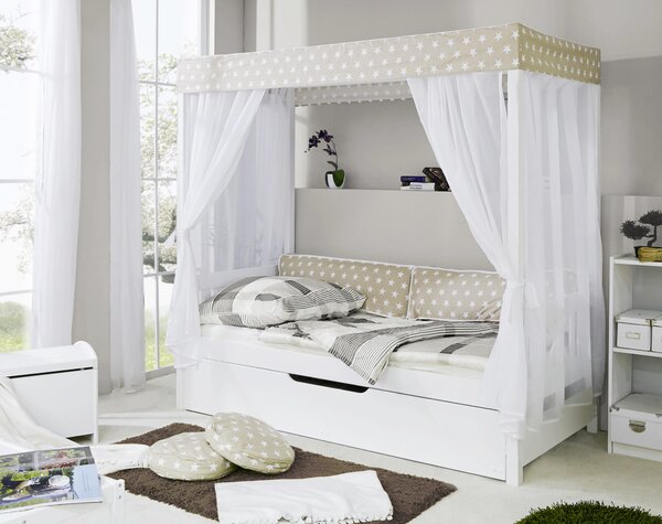 POSTEL S NEBESY, 90/200 cm béžová, bílá MID.YOU - Jednolůžkové postele, Online Only