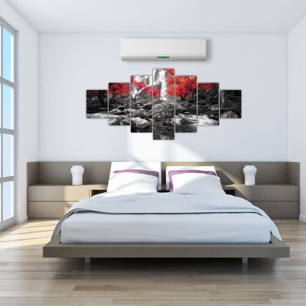 Obraz - Vodopády v podzimní krajině (210x100 cm)
