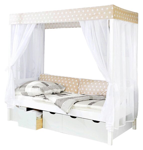 POSTEL S NEBESY, 90/200 cm bílá, béžová MID.YOU - Jednolůžkové postele, Online Only