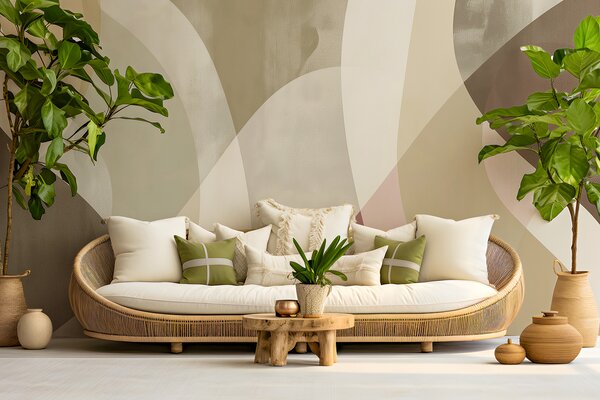 Fototapety Jemné křivky v tlumených tónech s plynulými liniemi a béžovými přechody, minimalistické a, Fototapety designové, w01334v1 : uwalls.cz