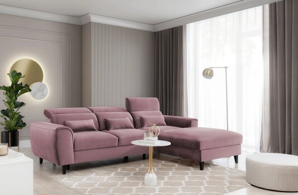 Elegantní rohová sedací souprava SUNNIVA - růžová, pravý roh