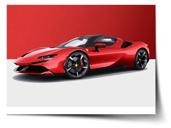 Sablio Plakát Ferrari na červenobílé - 60x40 cm