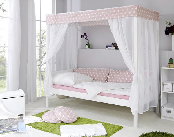 POSTEL S NEBESY, 90/200 cm růžová, bílá MID.YOU - Jednolůžkové postele, Online Only