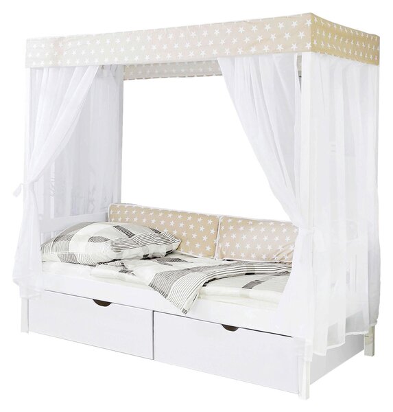POSTEL S NEBESY, 90/200 cm bílá, béžová MID.YOU - Jednolůžkové postele, Online Only