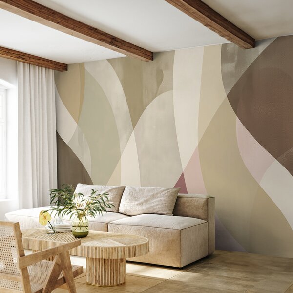 Fototapety Jemné křivky v tlumených tónech s plynulými liniemi a béžovými přechody, minimalistické a, Fototapety designové, w01334v1 : uwalls.cz