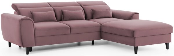 Elegantní rohová sedací souprava SUNNIVA - růžová, pravý roh