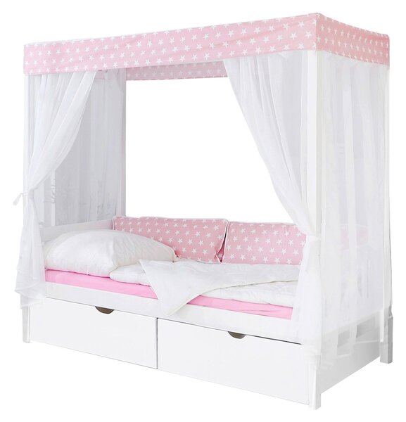POSTEL S NEBESY, 90/200 cm růžová, bílá MID.YOU - Jednolůžkové postele, Online Only