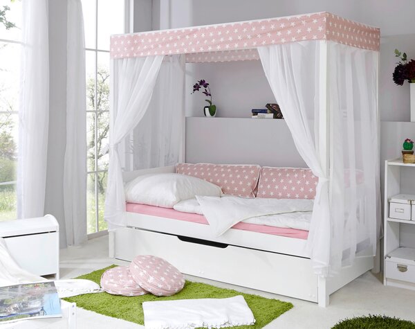 POSTEL S NEBESY, 90/200 cm růžová, bílá MID.YOU - Jednolůžkové postele, Online Only