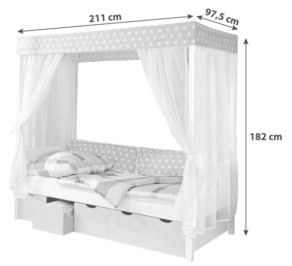 POSTEL S NEBESY, 90/200 cm růžová, bílá MID.YOU - Jednolůžkové postele, Online Only