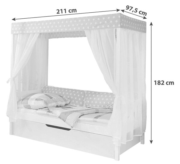POSTEL S NEBESY, 90/200 cm růžová, bílá MID.YOU - Jednolůžkové postele, Online Only