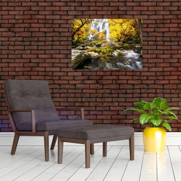 Obraz - Vodopády v podzimní krajině, žluté (70x50 cm)